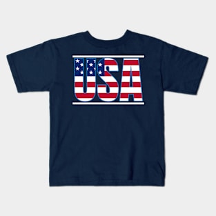 USA flag, 4th of July design Kids T-Shirt